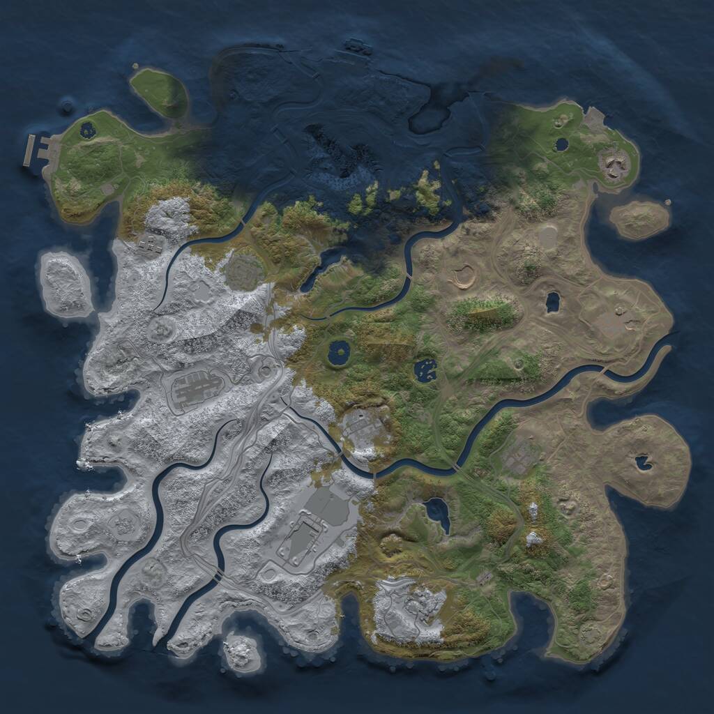 Rust Map: Procedural Map, Size: 4500, Seed: 864287804, 17 Monuments