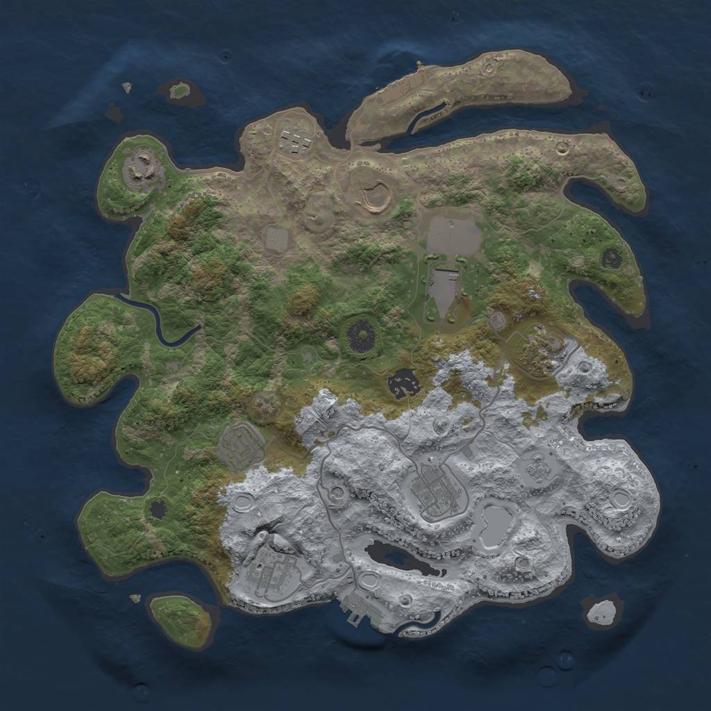 Rust Map: Procedural Map, Size: 3500, Seed: 732486928, 18 Monuments