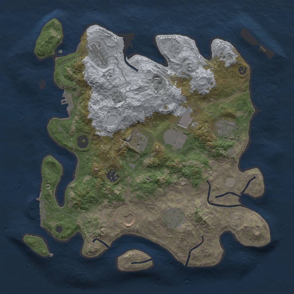 Rust Map: Procedural Map, Size: 3500, Seed: 896818221, 16 Monuments