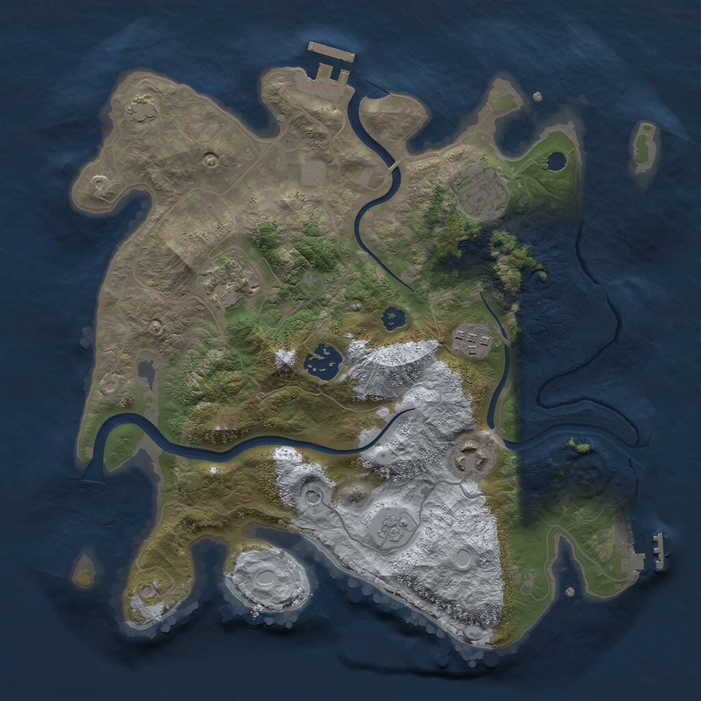 Rust Map: Procedural Map, Size: 3000, Seed: 9850641, 11 Monuments
