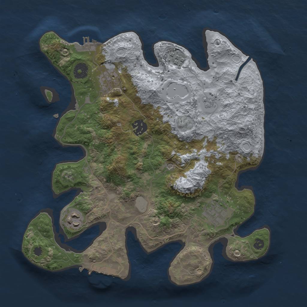 Rust Map: Procedural Map, Size: 3000, Seed: 1565577074, 14 Monuments