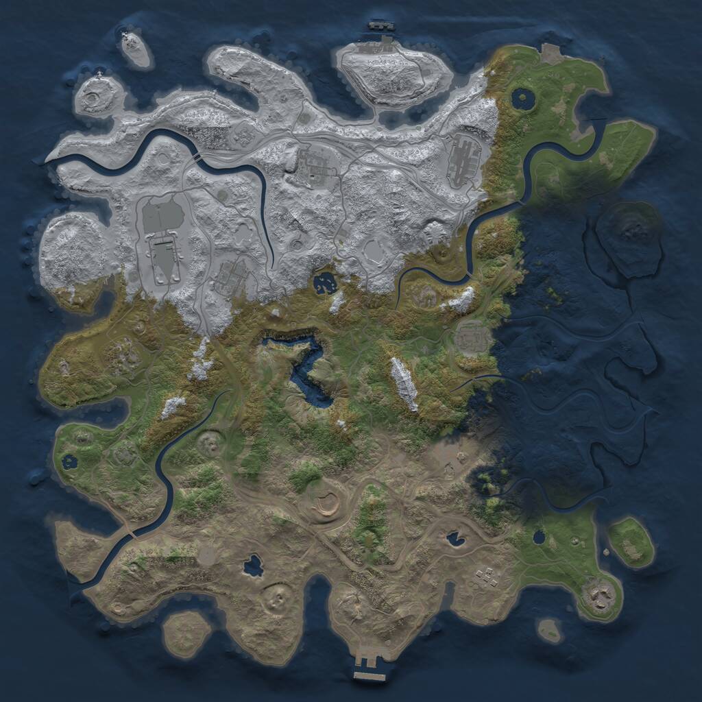 Rust Map: Procedural Map, Size: 4500, Seed: 23061977, 17 Monuments