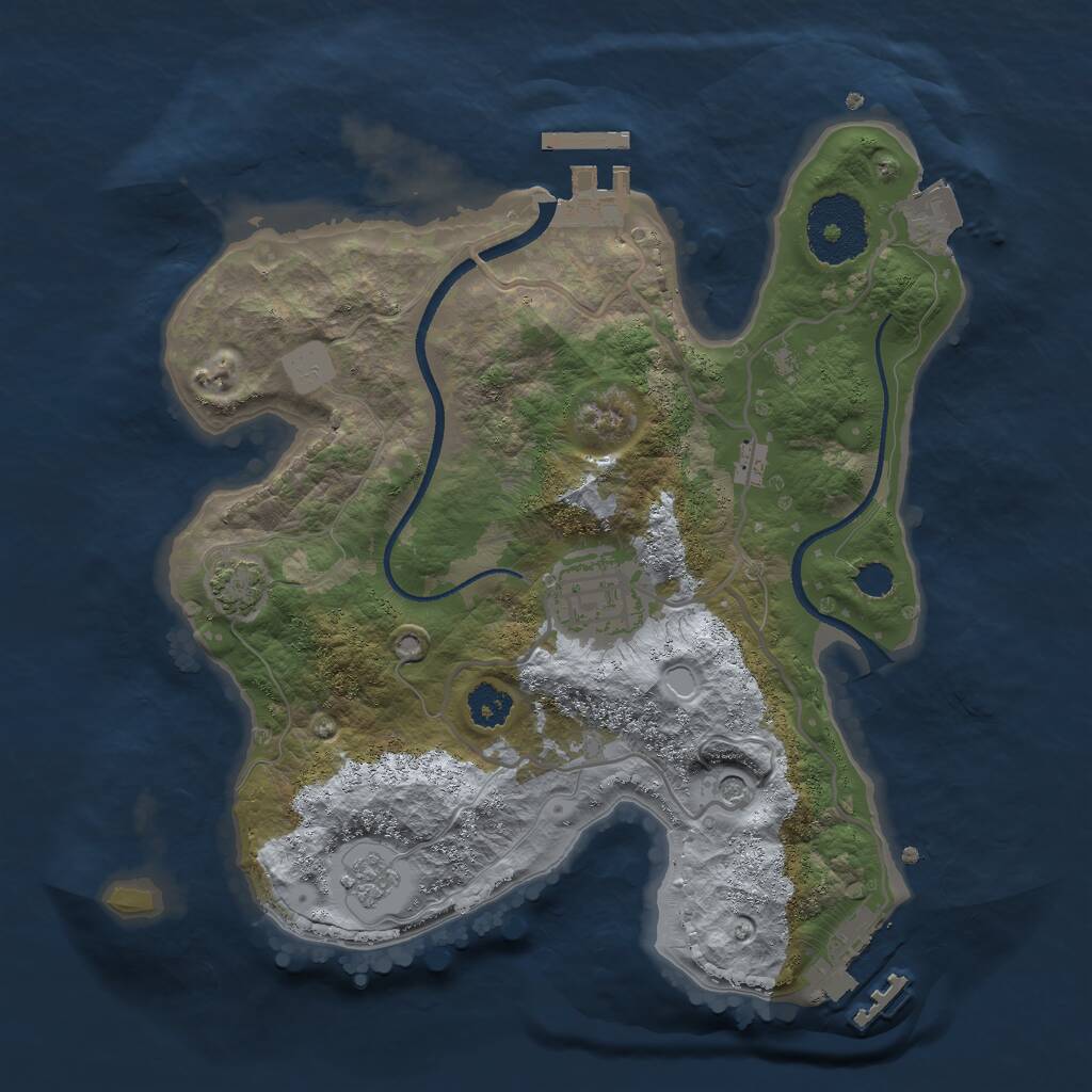Rust Map: Procedural Map, Size: 2500, Seed: 1169042278, 7 Monuments