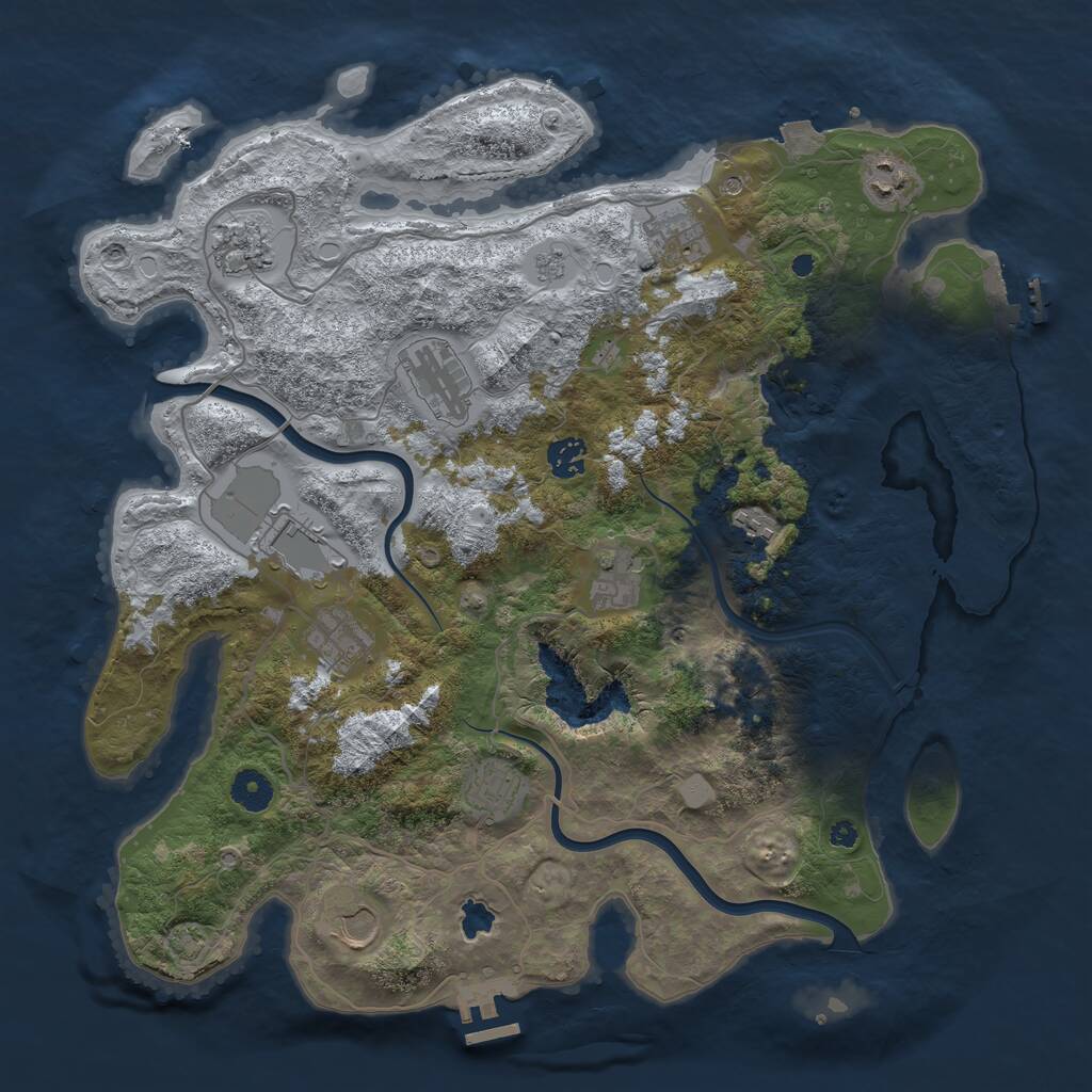 Rust Map: Procedural Map, Size: 4000, Seed: 1157672794, 17 Monuments