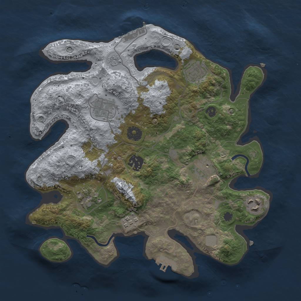 Rust Map: Procedural Map, Size: 3000, Seed: 32451, 15 Monuments