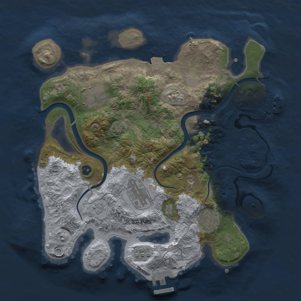 Rust Map: Procedural Map, Size: 3000, Seed: 564370054, 10 Monuments