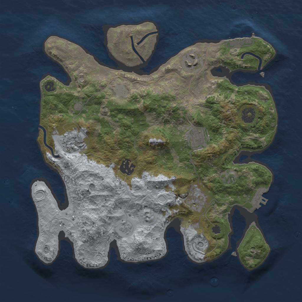 Rust Map: Procedural Map, Size: 3000, Seed: 49566, 14 Monuments
