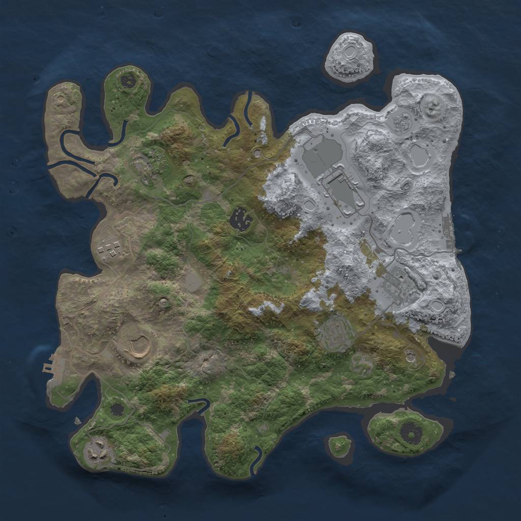 Rust Map: Procedural Map, Size: 3500, Seed: 527230154, 17 Monuments
