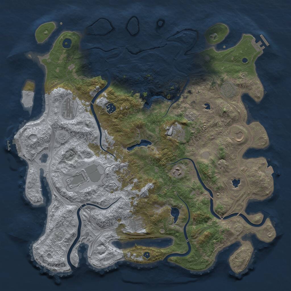 Rust Map: Procedural Map, Size: 4500, Seed: 45654645, 16 Monuments