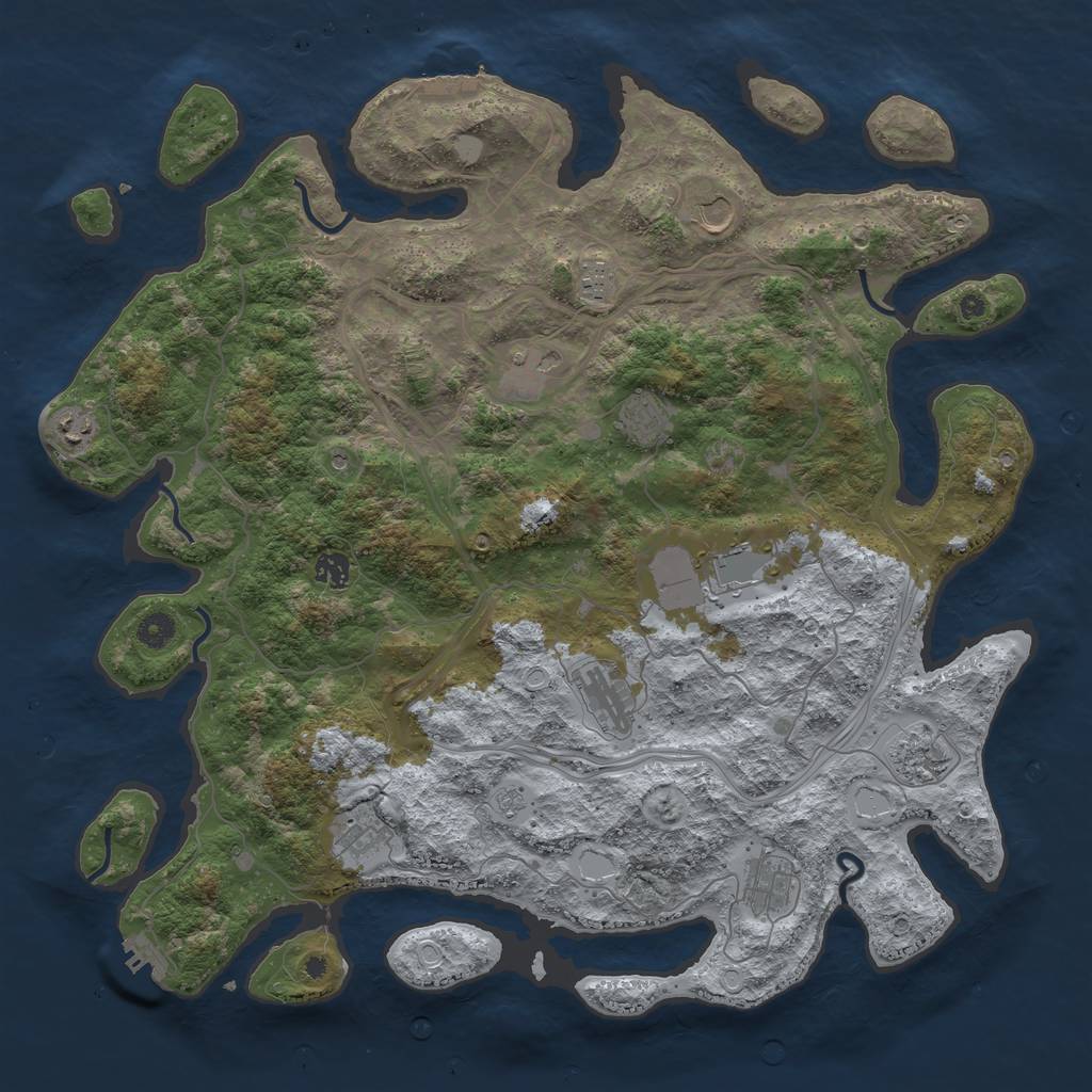 Rust Map: Procedural Map, Size: 4500, Seed: 626325778, 20 Monuments
