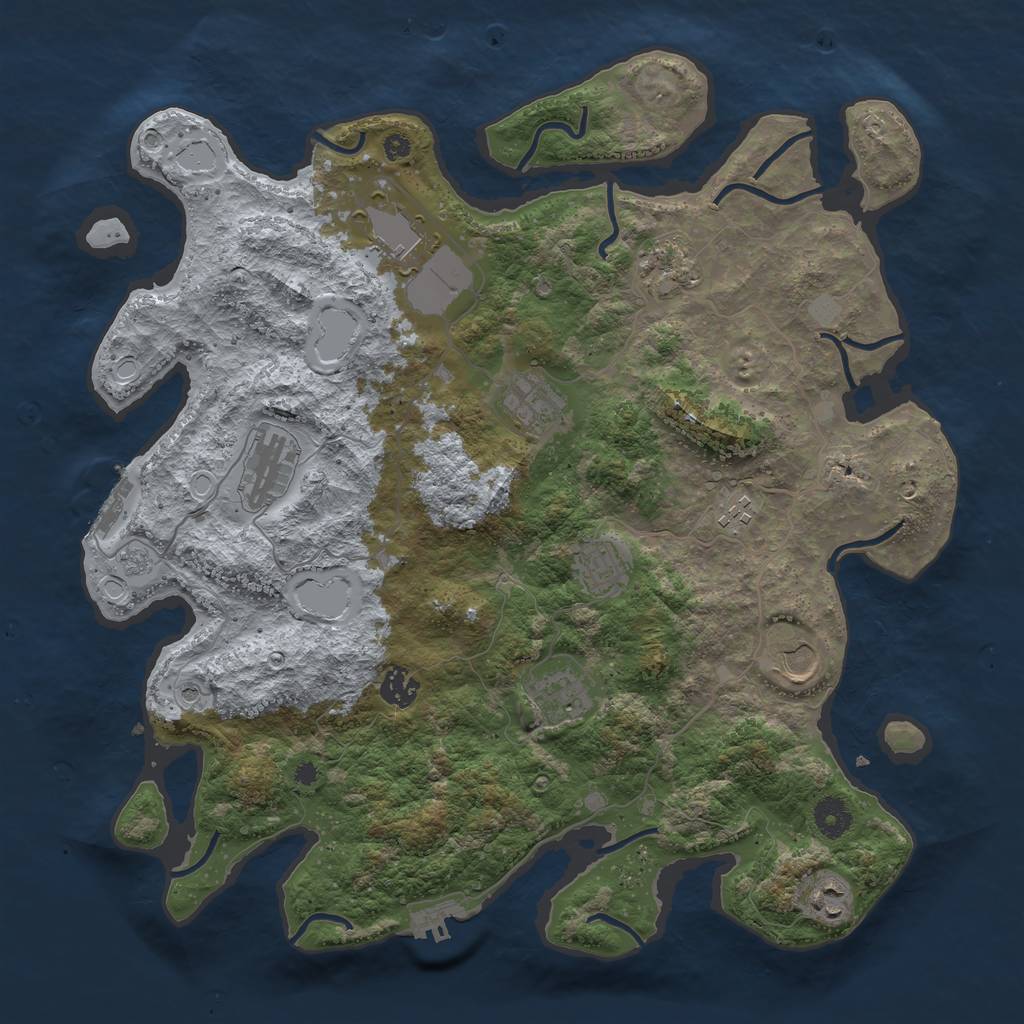 Rust Map: Procedural Map, Size: 3950, Seed: 333043456, 19 Monuments