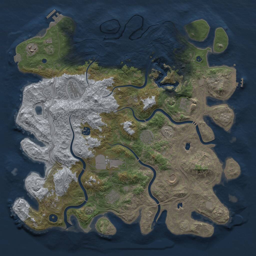 Rust Map: Procedural Map, Size: 4500, Seed: 666333999, 16 Monuments