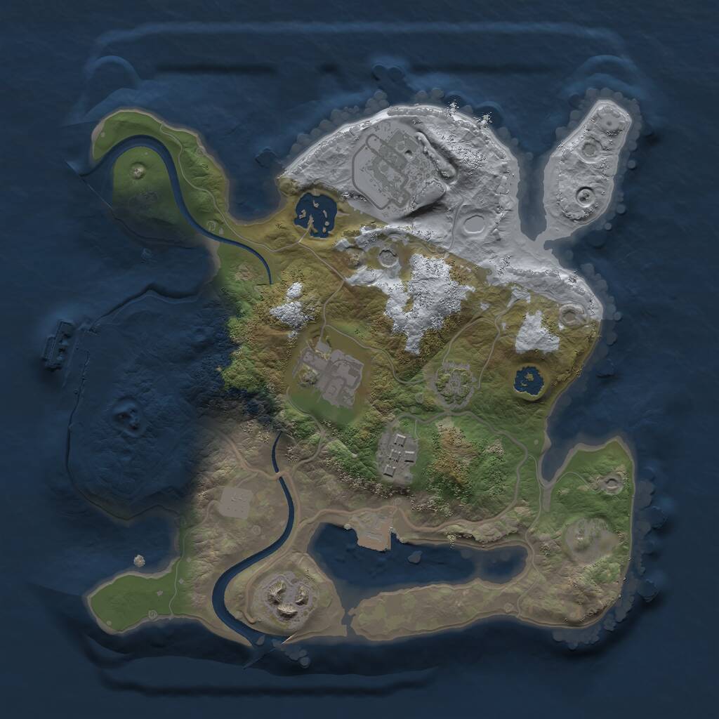 Rust Map: Procedural Map, Size: 2500, Seed: 1551076548, 9 Monuments