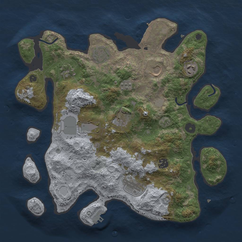 Rust Map: Procedural Map, Size: 3500, Seed: 2005575456, 17 Monuments