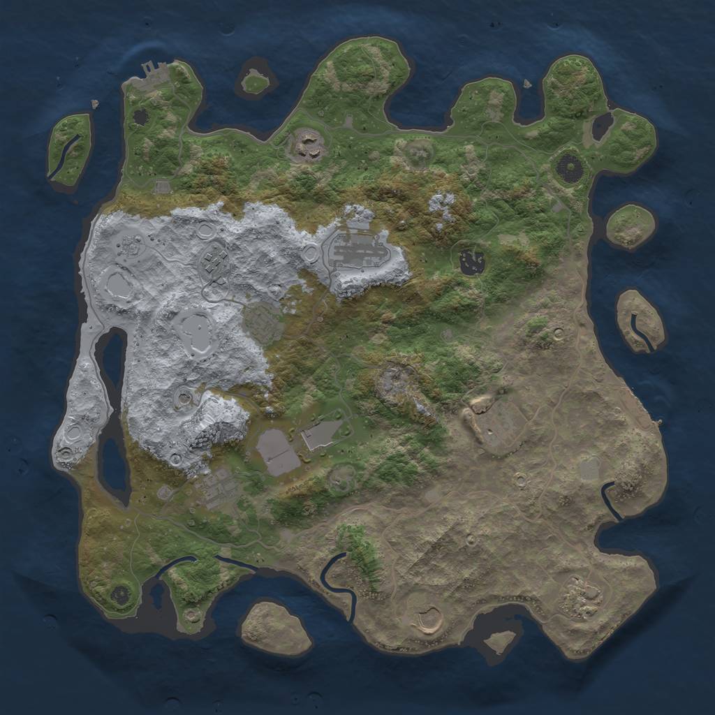 Rust Map: Procedural Map, Size: 4000, Seed: 598247306, 19 Monuments