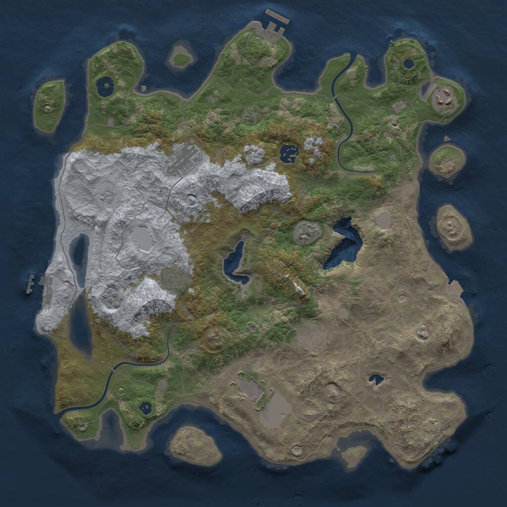 Rust Map: Procedural Map, Size: 4000, Seed: 598247306, 13 Monuments