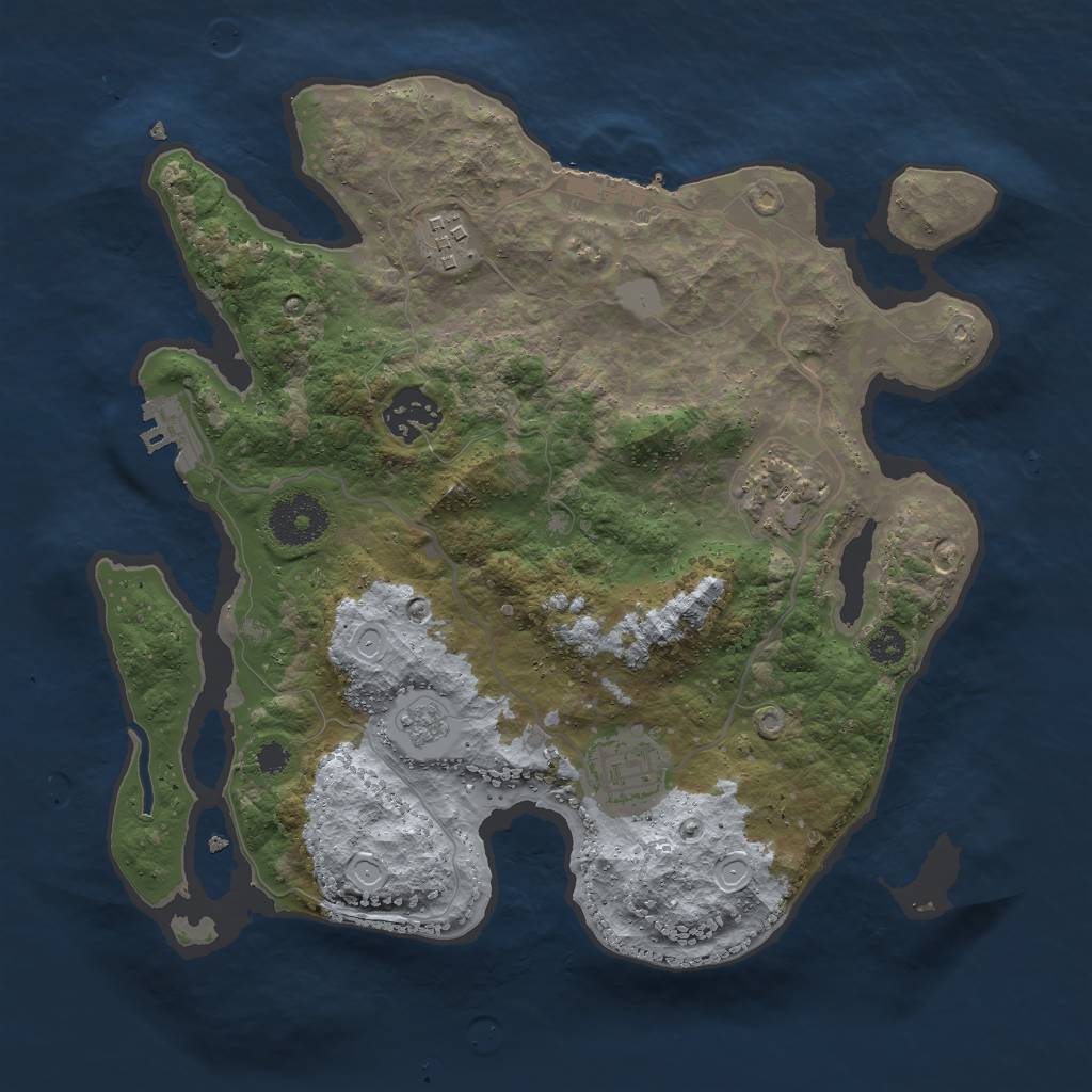 Rust Map: Procedural Map, Size: 3000, Seed: 43, 12 Monuments