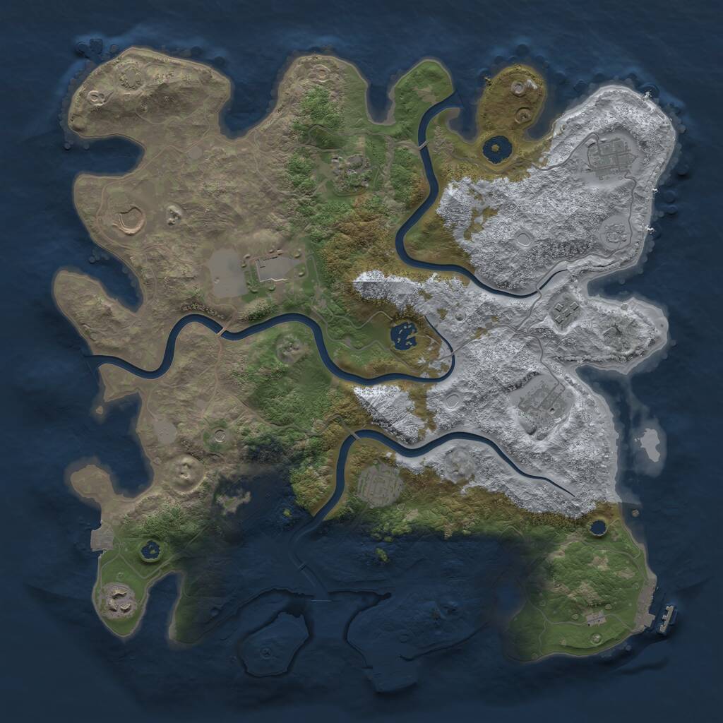 Rust Map: Procedural Map, Size: 3950, Seed: 1745444864, 16 Monuments