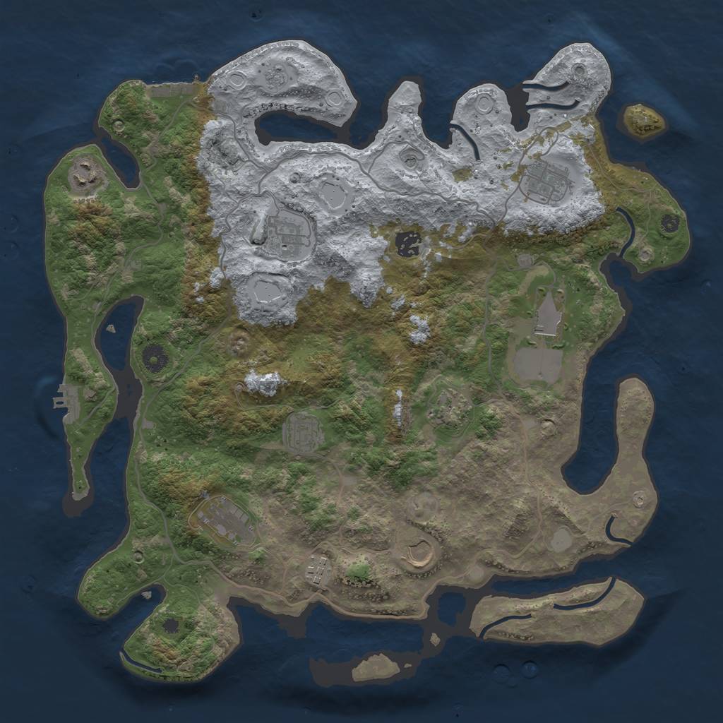 Rust Map: Procedural Map, Size: 4000, Seed: 695010401, 19 Monuments