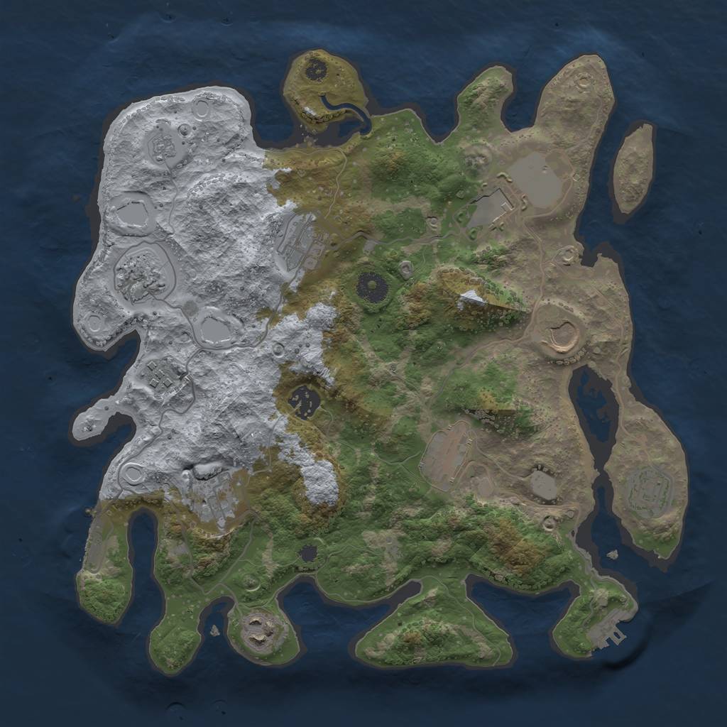 Rust Map: Procedural Map, Size: 3500, Seed: 32622, 18 Monuments