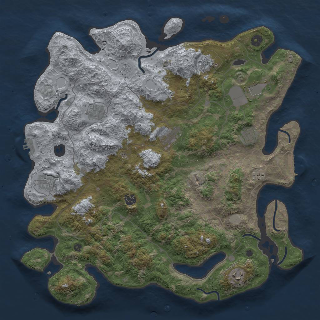 Rust Map: Procedural Map, Size: 4096, Seed: 50722, 18 Monuments