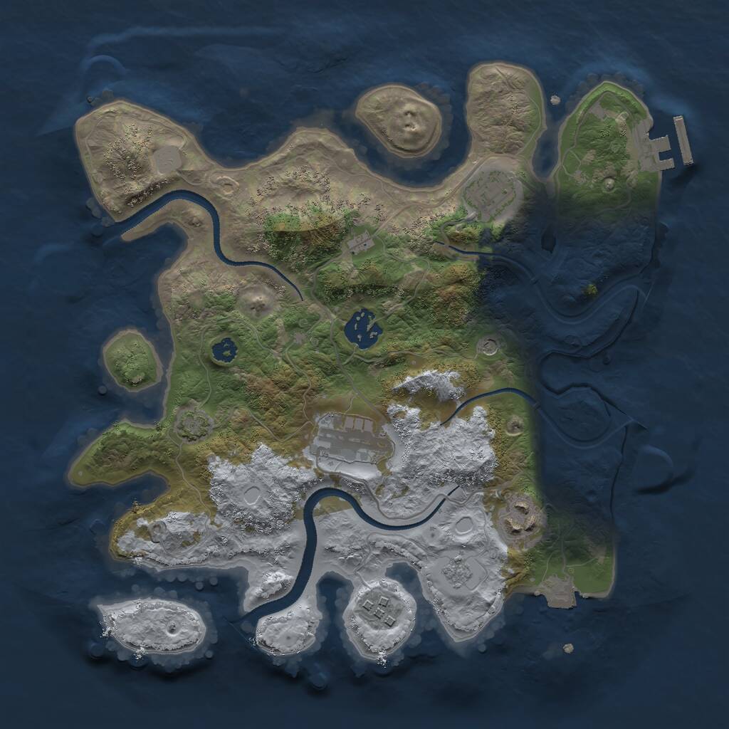 Rust Map: Procedural Map, Size: 3000, Seed: 1196156601, 10 Monuments