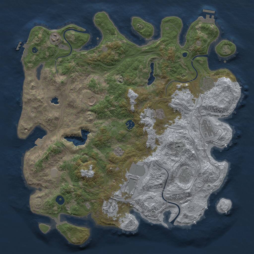 Rust Map: Procedural Map, Size: 4300, Seed: 741236, 16 Monuments