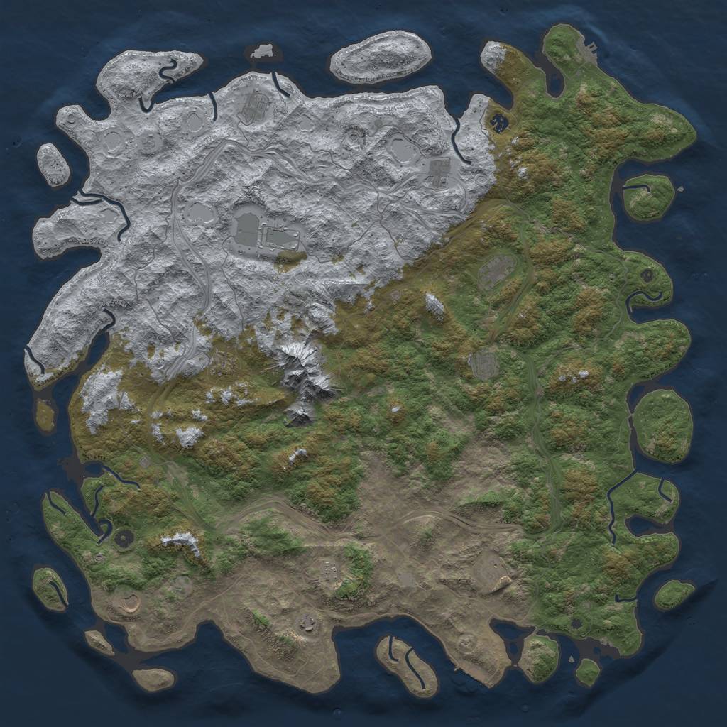 Rust Map: Procedural Map, Size: 6000, Seed: 864208, 20 Monuments