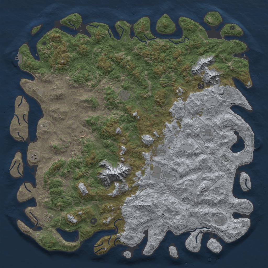 Rust Map: Procedural Map, Size: 6000, Seed: 8688703, 20 Monuments