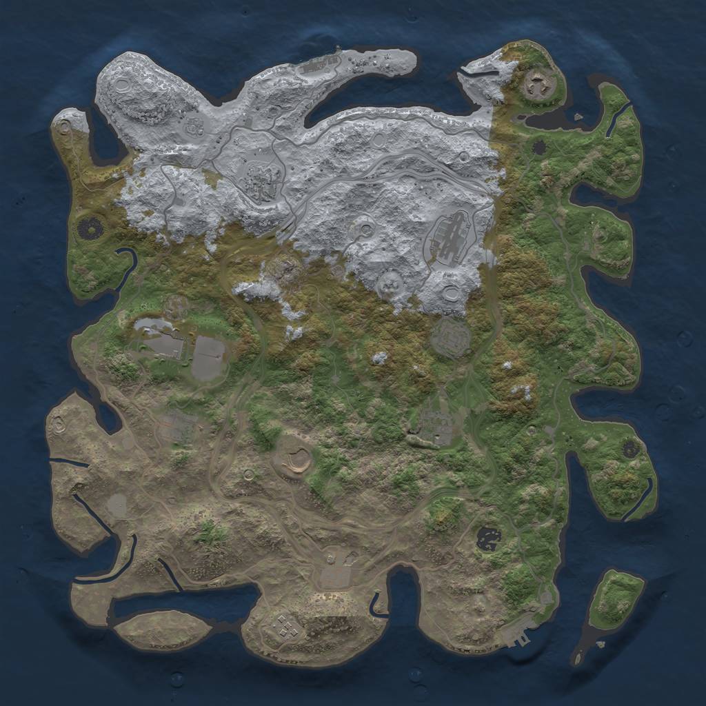 Rust Map: Procedural Map, Size: 4300, Seed: 2129624405, 20 Monuments