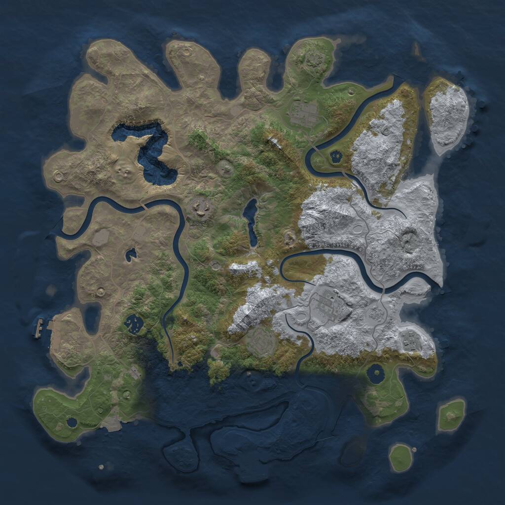 Rust Map: Procedural Map, Size: 4096, Seed: 1398530181, 12 Monuments