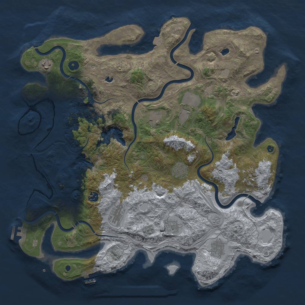Rust Map: Procedural Map, Size: 4500, Seed: 1018847342, 16 Monuments