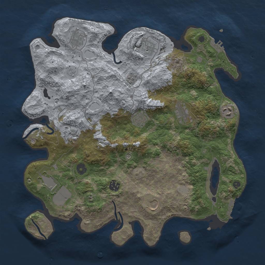 Rust Map: Procedural Map, Size: 3700, Seed: 1258627137, 19 Monuments