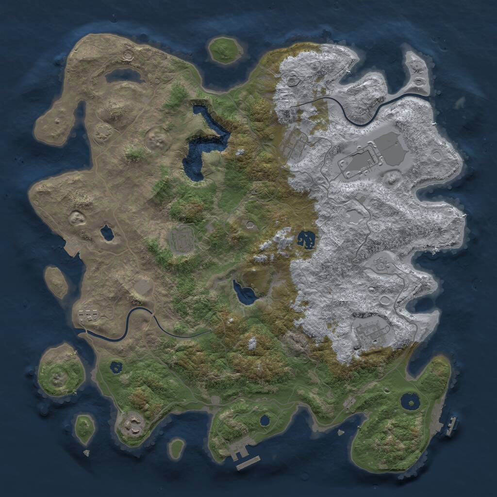 Rust Map: Procedural Map, Size: 4000, Seed: 312854372, 13 Monuments