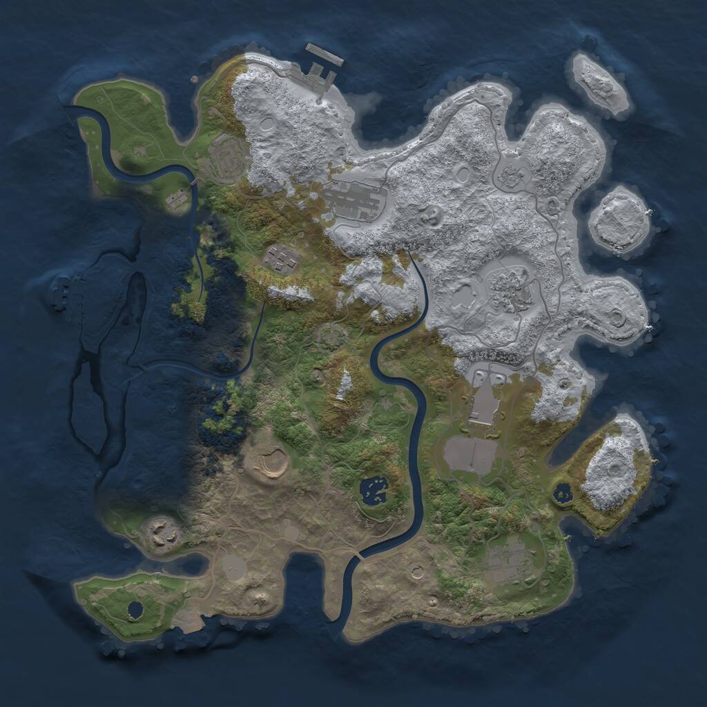 Rust Map: Procedural Map, Size: 3600, Seed: 1204362128, 15 Monuments
