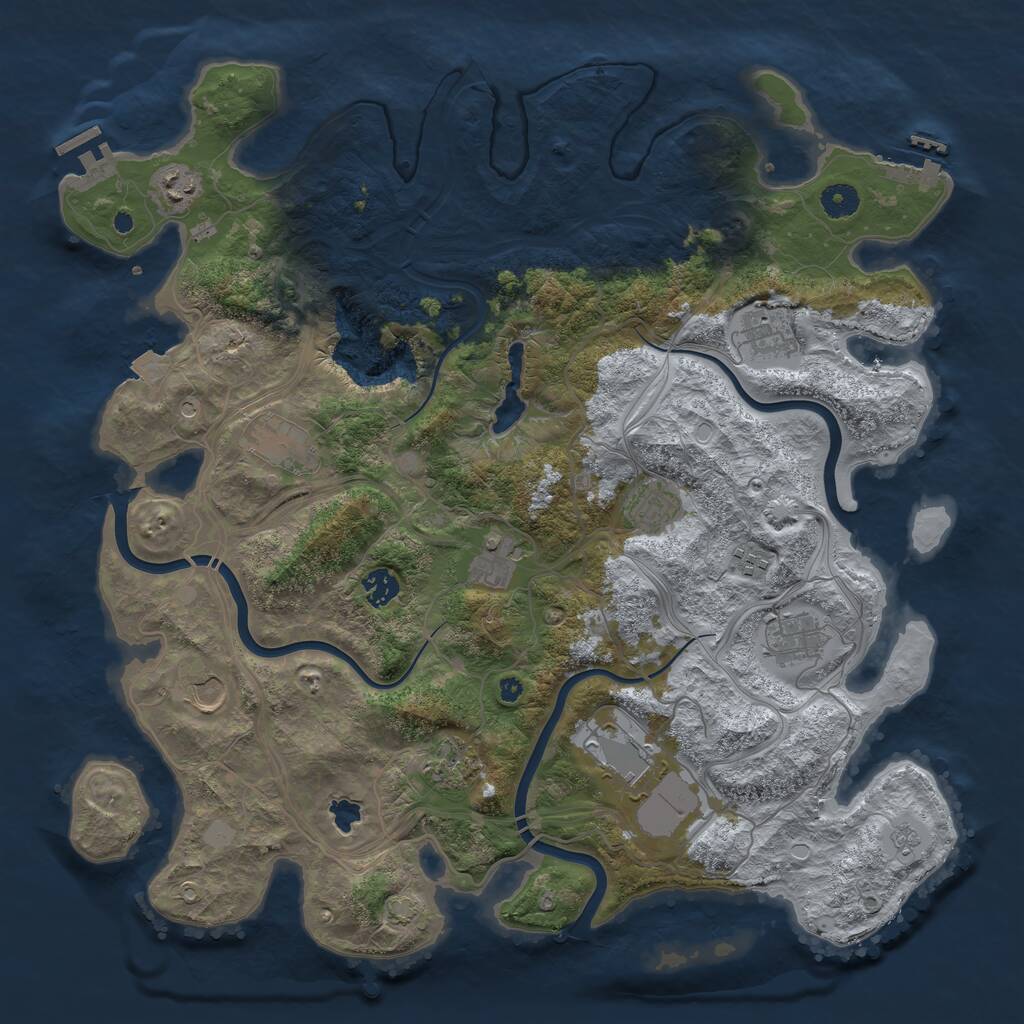 Rust Map: Procedural Map, Size: 4250, Seed: 1455260846, 17 Monuments