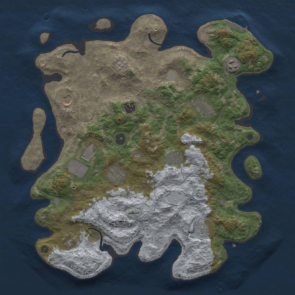 Rust Map: Procedural Map, Size: 4050, Seed: 730, 18 Monuments