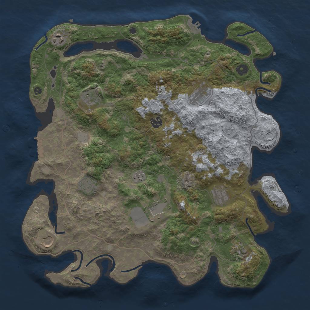 Rust Map: Procedural Map, Size: 4000, Seed: 2318, 19 Monuments