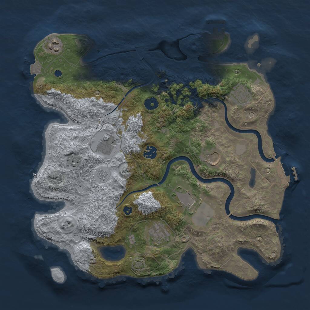 Rust Map: Procedural Map, Size: 3500, Seed: 943767391, 14 Monuments