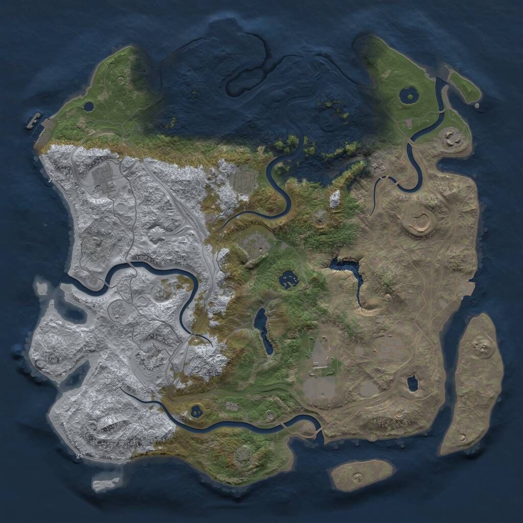 Rust Map: Procedural Map, Size: 4300, Seed: 2082785070, 16 Monuments