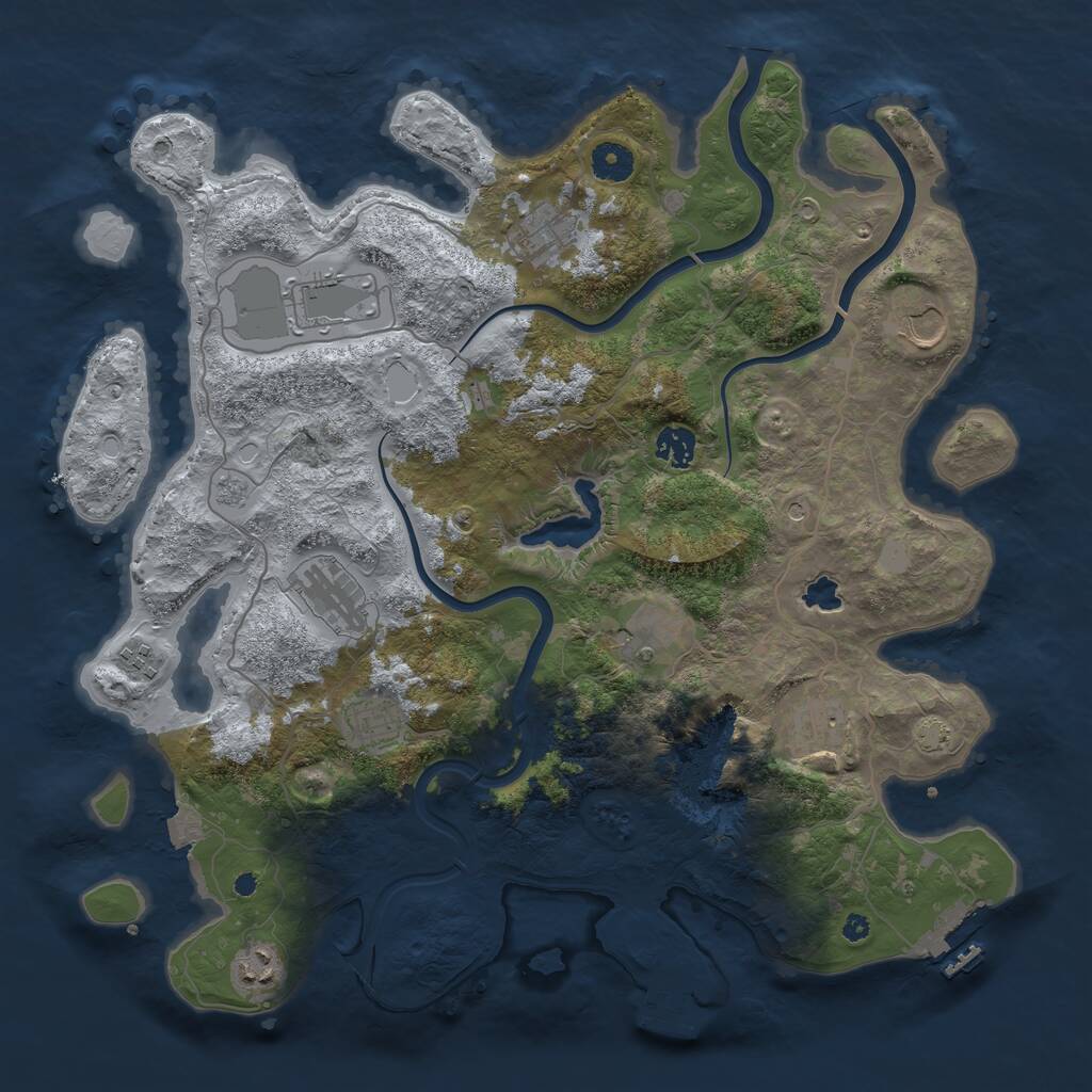 Rust Map: Procedural Map, Size: 4000, Seed: 1258, 16 Monuments