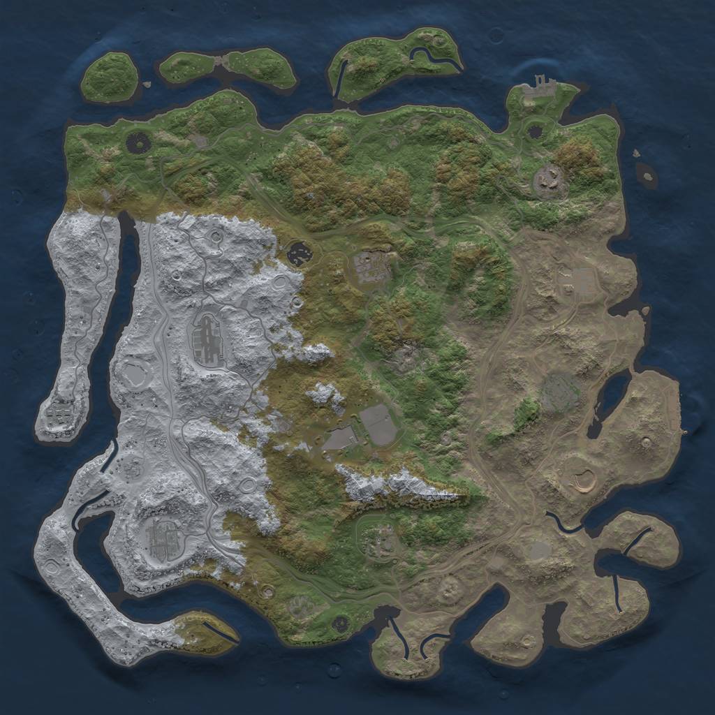 Rust Map: Procedural Map, Size: 4600, Seed: 46546456, 20 Monuments