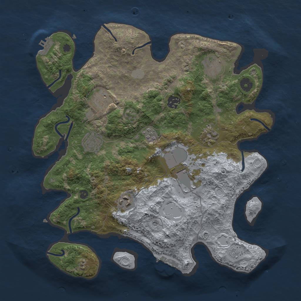 Rust Map: Procedural Map, Size: 3500, Seed: 1308311820, 17 Monuments