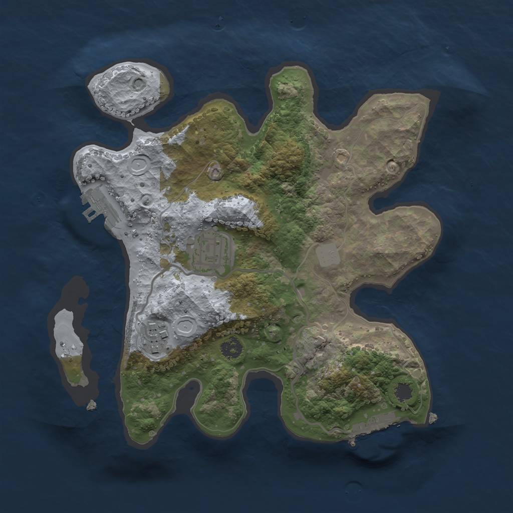 Rust Map: Procedural Map, Size: 2500, Seed: 5232323, 9 Monuments