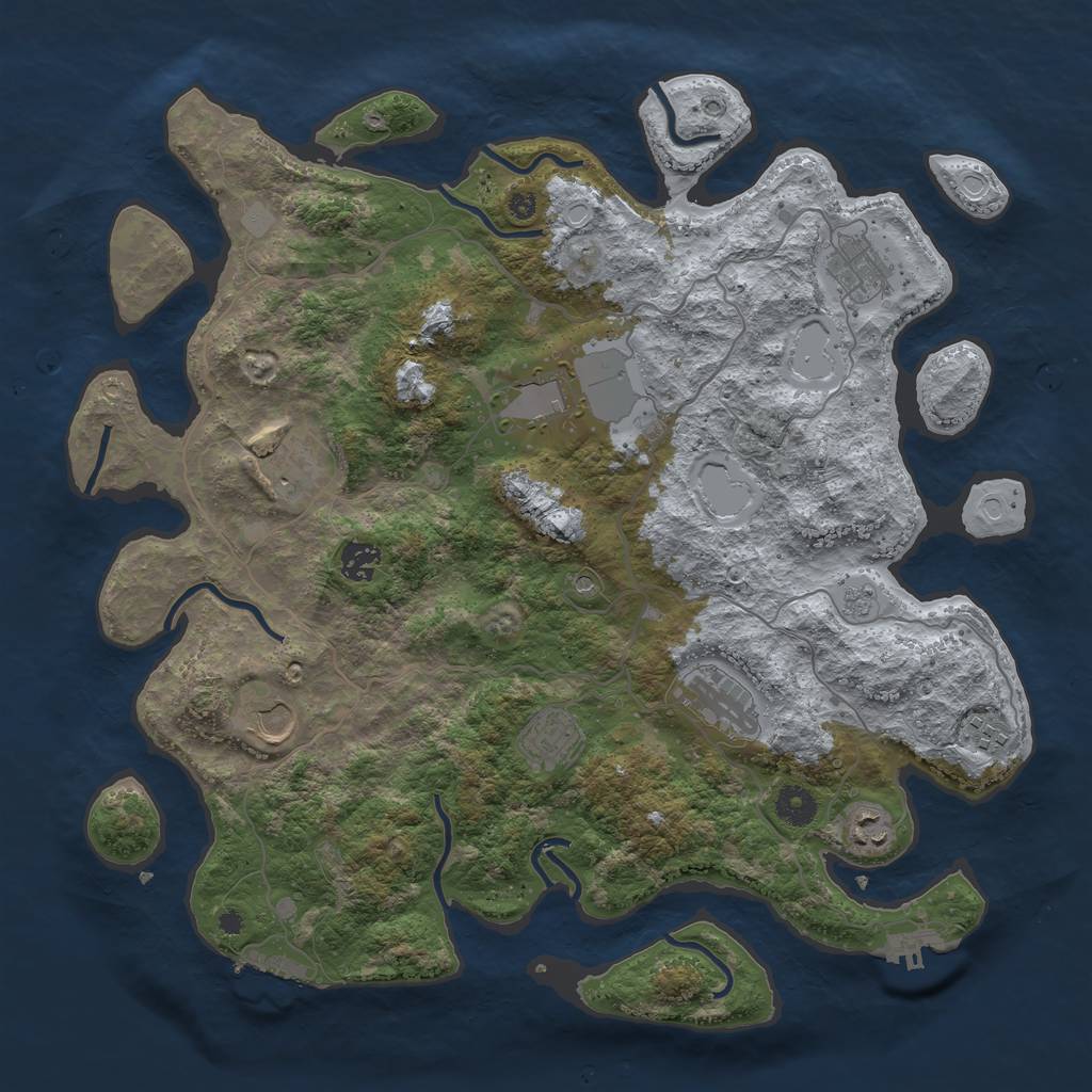Rust Map: Procedural Map, Size: 4000, Seed: 120554, 18 Monuments