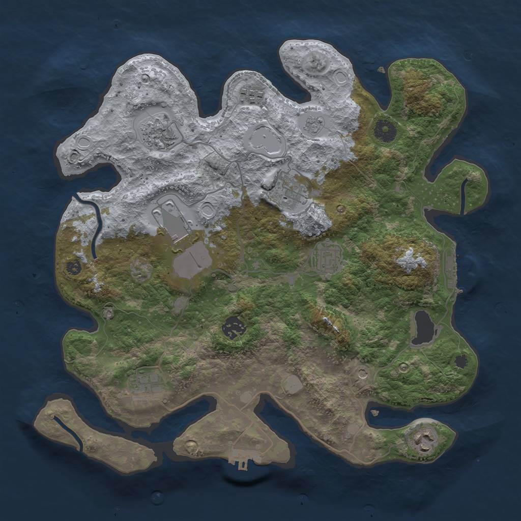 Rust Map: Procedural Map, Size: 3500, Seed: 1387554580, 17 Monuments