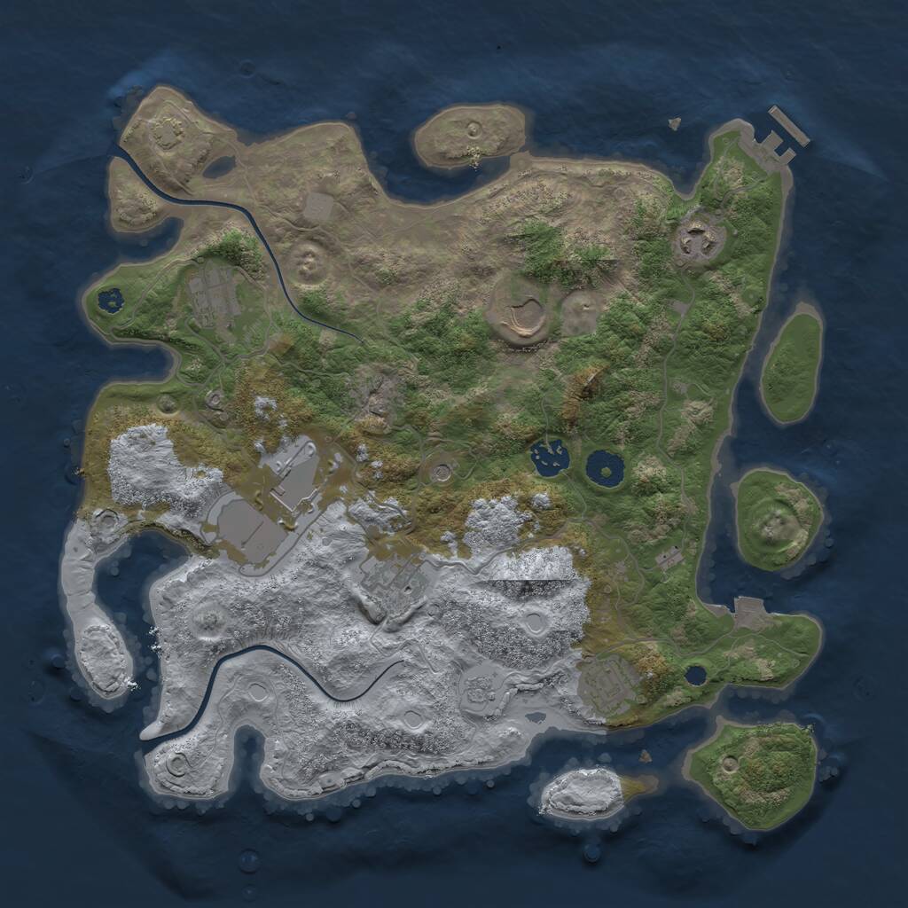 Rust Map: Procedural Map, Size: 3600, Seed: 6598473, 12 Monuments
