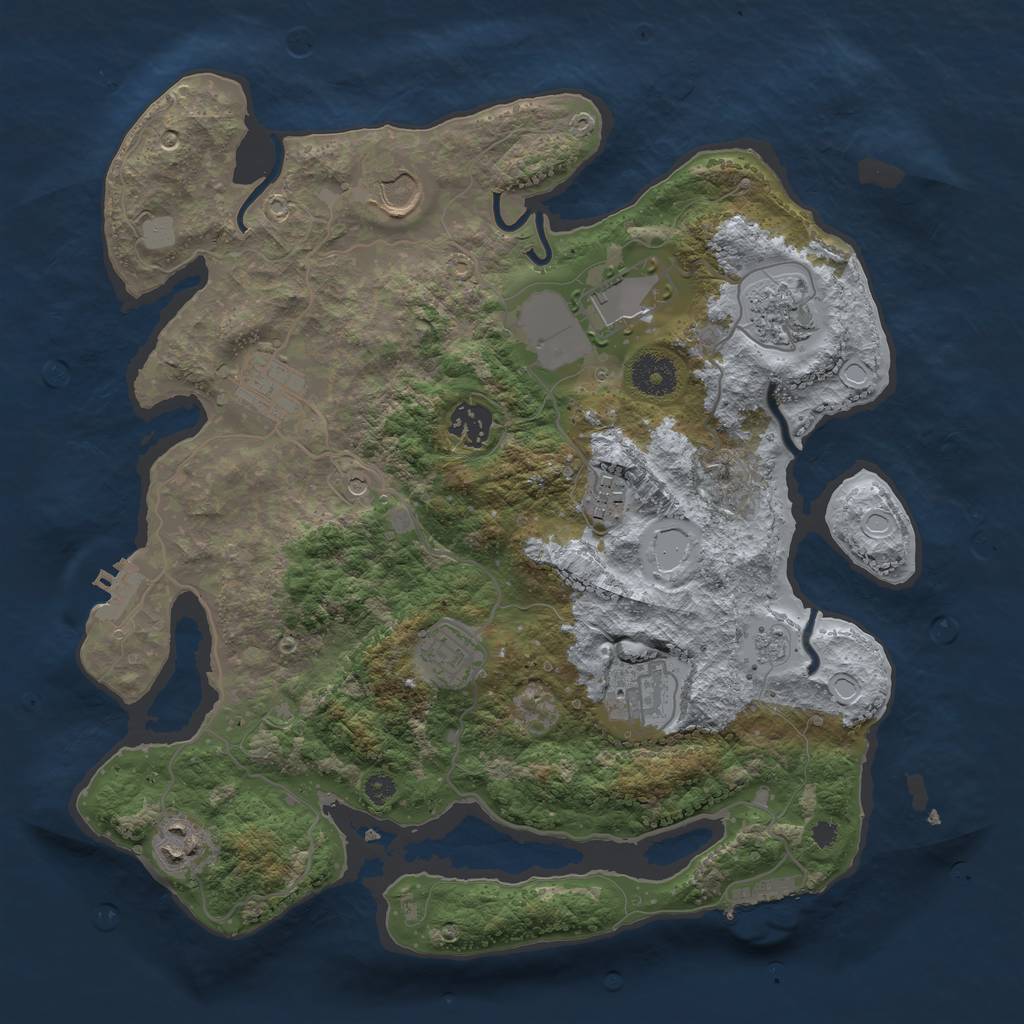 Rust Map: Procedural Map, Size: 3500, Seed: 648575611, 18 Monuments