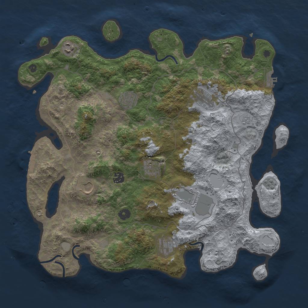 Rust Map: Procedural Map, Size: 4000, Seed: 3773, 18 Monuments