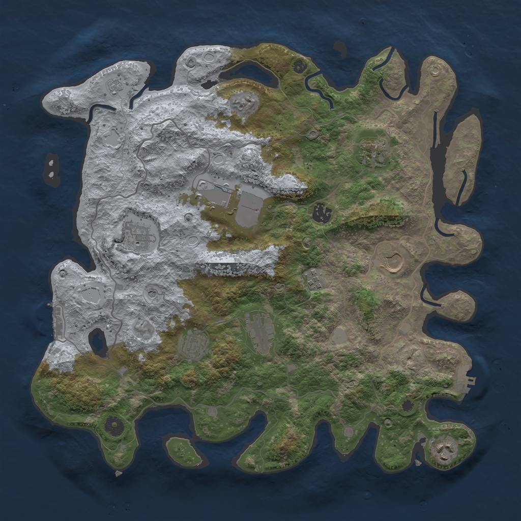 Rust Map: Procedural Map, Size: 4000, Seed: 936535557, 18 Monuments